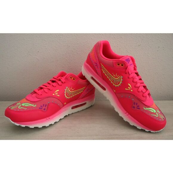 Nike FQ8172-645 Men 10.5 Women 12 Pink “Day of the Dead” Air Max 1 PRM Shoes - Picture 11 of 14